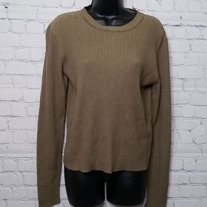 BP. ribbed cotton blend crewneck sweater khaki size large